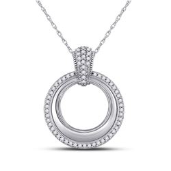 Womens Round Diamond Circle Pendant 1/6 Cttw 10kt White Gold - REF-13N5F