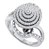 Image 1 : Womens Round Diamond Concentric Circle Layered Cluster Ring 1/2 Cttw 10kt White Gold - REF-25N9F