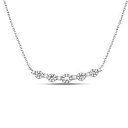 Womens Round Diamond Circle Bar Necklace 1/3 Cttw 14kt White Gold - REF-36X9A