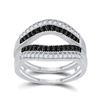 Image 1 : Womens Round Black Color Enhanced Diamond Wrap Ring Guard Enhancer 1/2 Cttw 10kt White Gold - REF-39