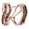 Image 1 : Womens Round Brown Diamond Striped Hoop Earrings 1/2 Cttw 10kt Rose Gold - REF-29W5K