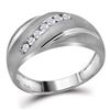 Image 1 : Mens Round Diamond Band Ring 1/4 Cttw 10kt White Gold - REF-22K5Y