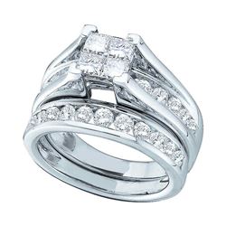 Princess Diamond Bridal Wedding Ring Band Set 2 Cttw 14kt White Gold - REF-167W5K