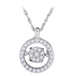 Womens Round Diamond Moving Cluster Pendant 1/5 Cttw 10kt White Gold - REF-17W5K