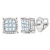 Image 1 : Mens Round Diamond Square Milgrain Cluster Earrings 1/10 Cttw 10kt White Gold - REF-8N9F
