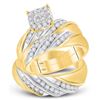 Image 1 : His Hers Round Diamond Cluster Matching Wedding Set 1 Cttw 14kt Two-tone Gold - REF-90R5X