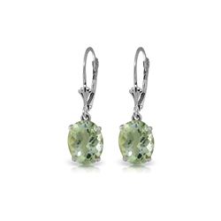 Genuine 6.25 ctw Green Amethyst Earrings 14KT White Gold - REF-41H2X