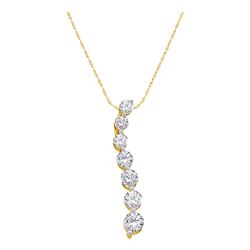 Womens Round Diamond Journey Pendant 1/2 Cttw 14kt Yellow Gold - REF-36M9H