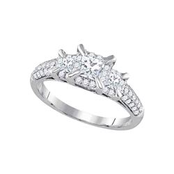 Princess Diamond 3-stone Bridal Wedding Engagement Ring 1 Cttw 14kt White Gold - REF-104N9F
