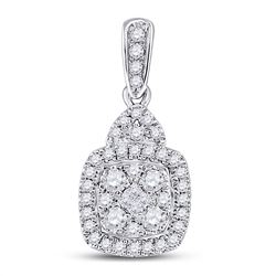 Womens Princess Diamond Fashion Cluster Pendant 3/8 Cttw 14kt White Gold - REF-36F9W