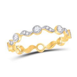Womens Round Diamond Stackable Band Ring 1/4 Cttw 10kt Yellow Gold - REF-19Y5N