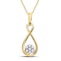 Womens Round Diamond Infinity Cluster Pendant 1/8 Cttw 10kt Yellow Gold - REF-10N5F
