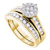 Image 1 : Princess Diamond Bridal Wedding Ring Band Set 7/8 Cttw 14kt Yellow Gold - REF-91N9F