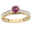 Image 1 : 0.90 CTW Rhodolite & Diamond Ring 14K Yellow Gold - REF-62M6K