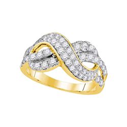 Womens Round Diamond Infinity Crossover Band 1 Cttw 14kt Yellow Gold - REF-67X5A