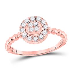 Womens Round Diamond Circle Cluster Ring 1/3 Cttw 10kt Rose Gold - REF-24F5W