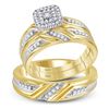 Image 1 : His Hers Round Diamond Solitaire Matching Wedding Set 1/3 Cttw 10kt Yellow Gold - REF-43R5X