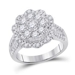Womens Round Diamond Right Hand Cluster Ring 1-5/8 Cttw 14kt White Gold - REF-129Y5N