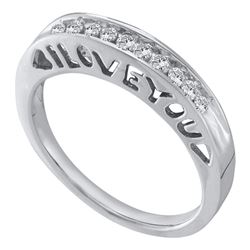 Womens Round Diamond I Love You Band Ring 1/5 Cttw 10kt White Gold - REF-16Y5N