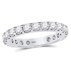 Womens Machine-Set Round Diamond Wedding Band 2 Cttw 14kt White Gold - REF-137N9F