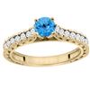 Image 1 : 0.86 CTW Swiss Blue Topaz & Diamond Ring 14K Yellow Gold - REF-62W4F