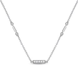 Womens Round Diamond Fashion Bar Necklace 1/4 Cttw 14kt White Gold - REF-30H9R