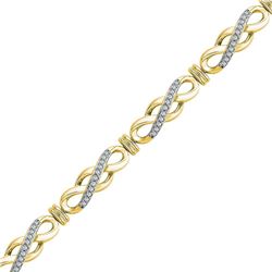 Womens Round Diamond Infinity Bracelet 1/2 Cttw 10kt Yellow Gold - REF-54Y5N