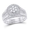 Image 1 : Round Diamond Bridal Wedding Ring Band Set 1 Cttw 10kt White Gold - REF-60M9H