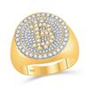 Image 1 : Mens Round Diamond Bitcoin Circle Cluster Ring 1 Cttw 10kt Yellow Gold - REF-63K5Y