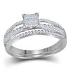 Image 1 : Princess Diamond Bridal Wedding Ring Band Set 1/2 Cttw 14kt White Gold - REF-41X9A