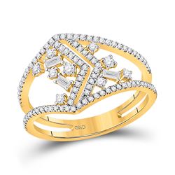 Womens Baguette Diamond Scattered Negative Space Band Ring 3/8 Cttw 14kt Yellow Gold - REF-36W9K