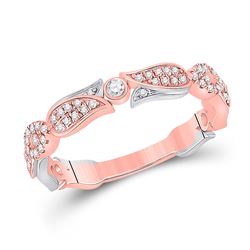 Womens Round Diamond Flower Band Ring 1/3 Cttw 14kt Two-tone Gold - REF-28K5Y