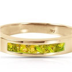 Genuine 0.60 ctw Peridot Ring 14KT Yellow Gold - REF-46N2R