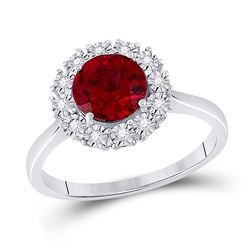 Womens Round Ruby Diamond Solitaire Ring 1-5/8 Cttw 14kt Rose Gold - REF-34M5H