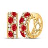 Image 1 : Womens Oval Ruby Fashion Hoop Earrings 2-1/4 Cttw 14kt Yellow Gold - REF-82M9H