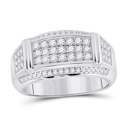 Mens Round Diamond Band Ring 1 Cttw 10kt White Gold - REF-85R5X