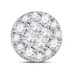 Womens Princess Round Diamond Cluster Pendant 1/4 Cttw 14kt Rose Gold - REF-16H9R