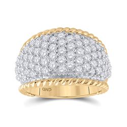 Womens Round Diamond Pave Rope Band Ring 2 Cttw 10kt Yellow Gold - REF-109Y5N