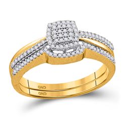 Round Diamond Bridal Wedding Ring Band Set 1/4 Cttw 10kt Yellow Gold - REF-21A5M