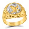 Image 1 : Mens Round Diamond Cluster Eagle Bird Ring 1/10 Cttw 10kt Yellow Gold - REF-25M9H