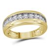 Image 1 : Mens Round Diamond Wedding Single Row Band Ring 1 Cttw 10kt Yellow Gold - REF-76N9F