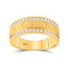 Image 1 : Mens Round Channel-set Diamond Cross Wedding Band Ring 1/2 Cttw 14kt Yellow Gold - REF-71A9M