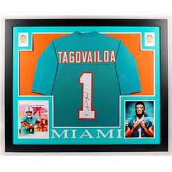 TUA TAGLOVAILOA SIGNED 35 X 34 CUSTOM FRAMED JERSEY ( JSA COA)