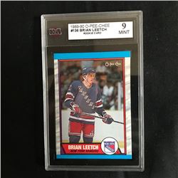 1989-90 O-PEE-CHEE #136 BRIAN LEETCH Rookie Card (9 MINT)