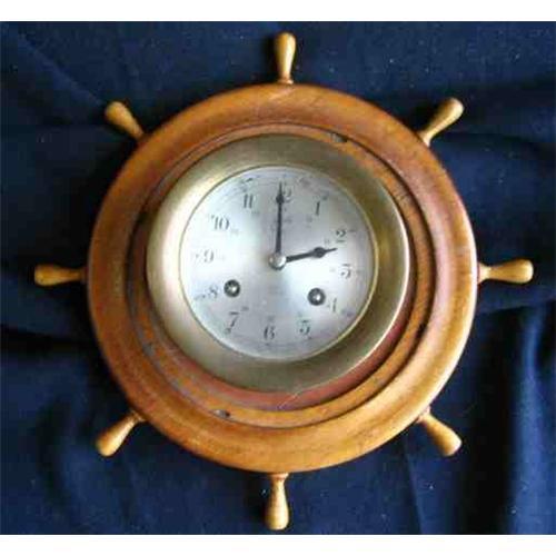 Vintage Brass Schatz Ships Wheel Clock 1124912