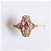 Image 1 : Estate Ruby Diamond Filigree Ring White #1125050