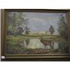 Image 1 : Painting of Deer by the Lake #1125192