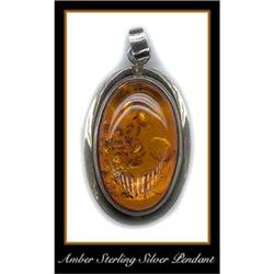 STERLING SILVER AMBER PENDANT #65 #1132467