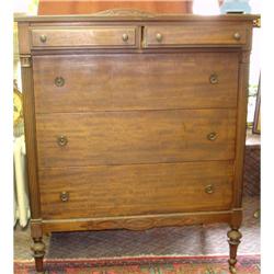 Gorgeous 5 Drawer Inlaid Walnut Chest #1132746