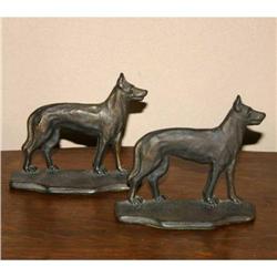 Art Deco Cast Iron On Alert Shepherd Bookends #1132822